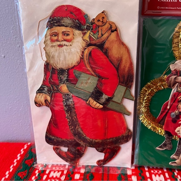 NEW! Victorian Santa Large Paper Ornament Bundle of 2 with envelopes. 1980’s - Picture 1 of 8